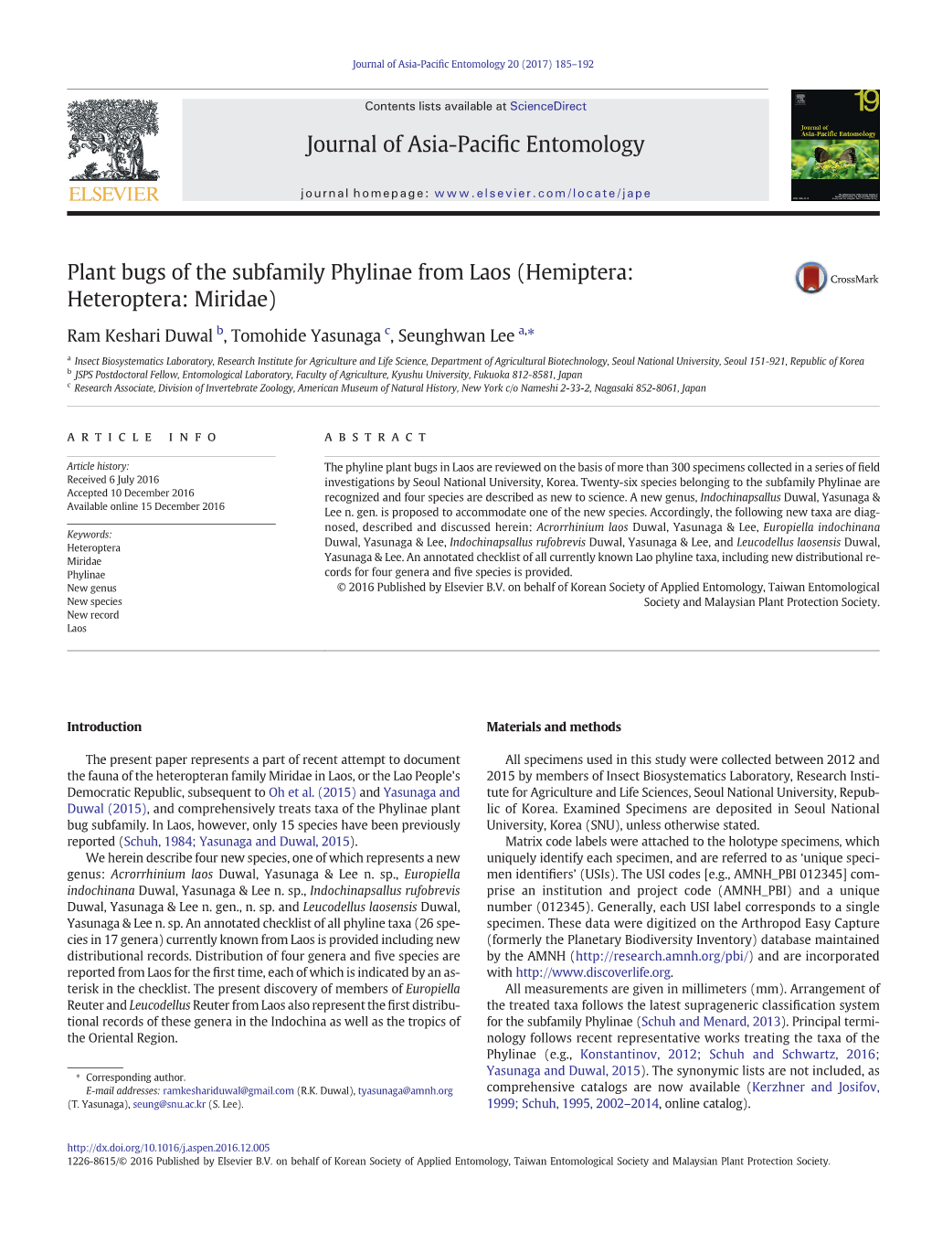 Plant Bugs of the Subfamily Phylinae from Laos (Hemiptera: Heteroptera: Miridae)