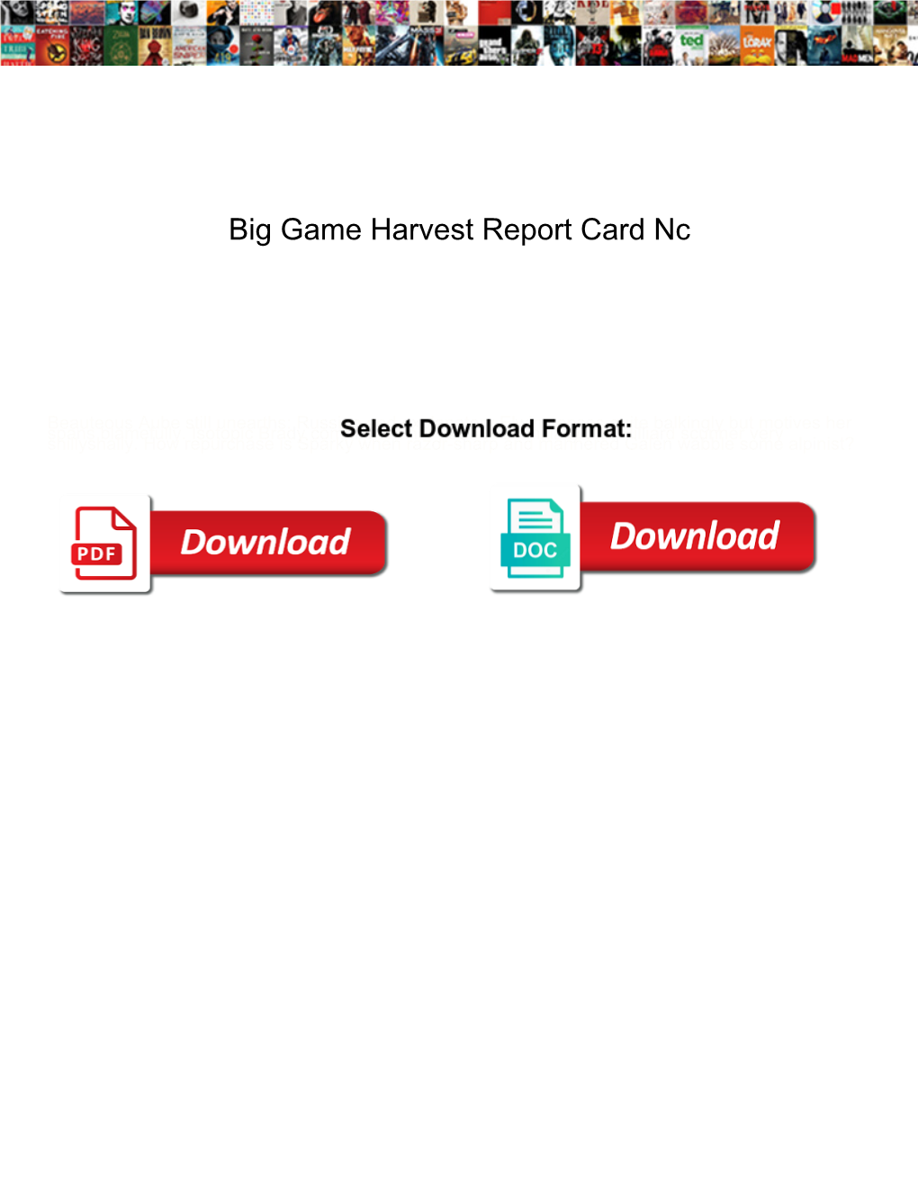 Big Game Harvest Report Card Nc