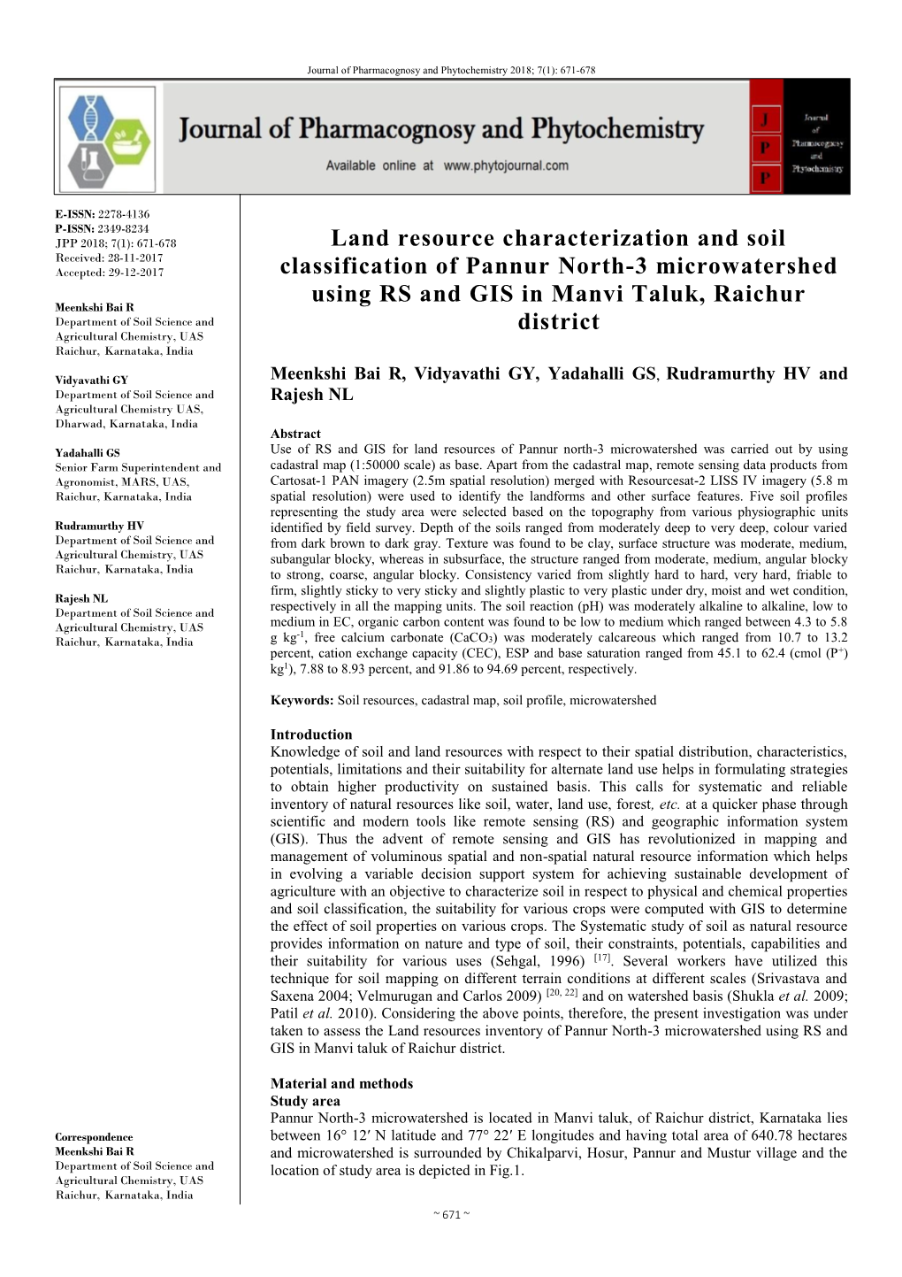 Land Resource Characterization and Soil Classification of Pannur North-3