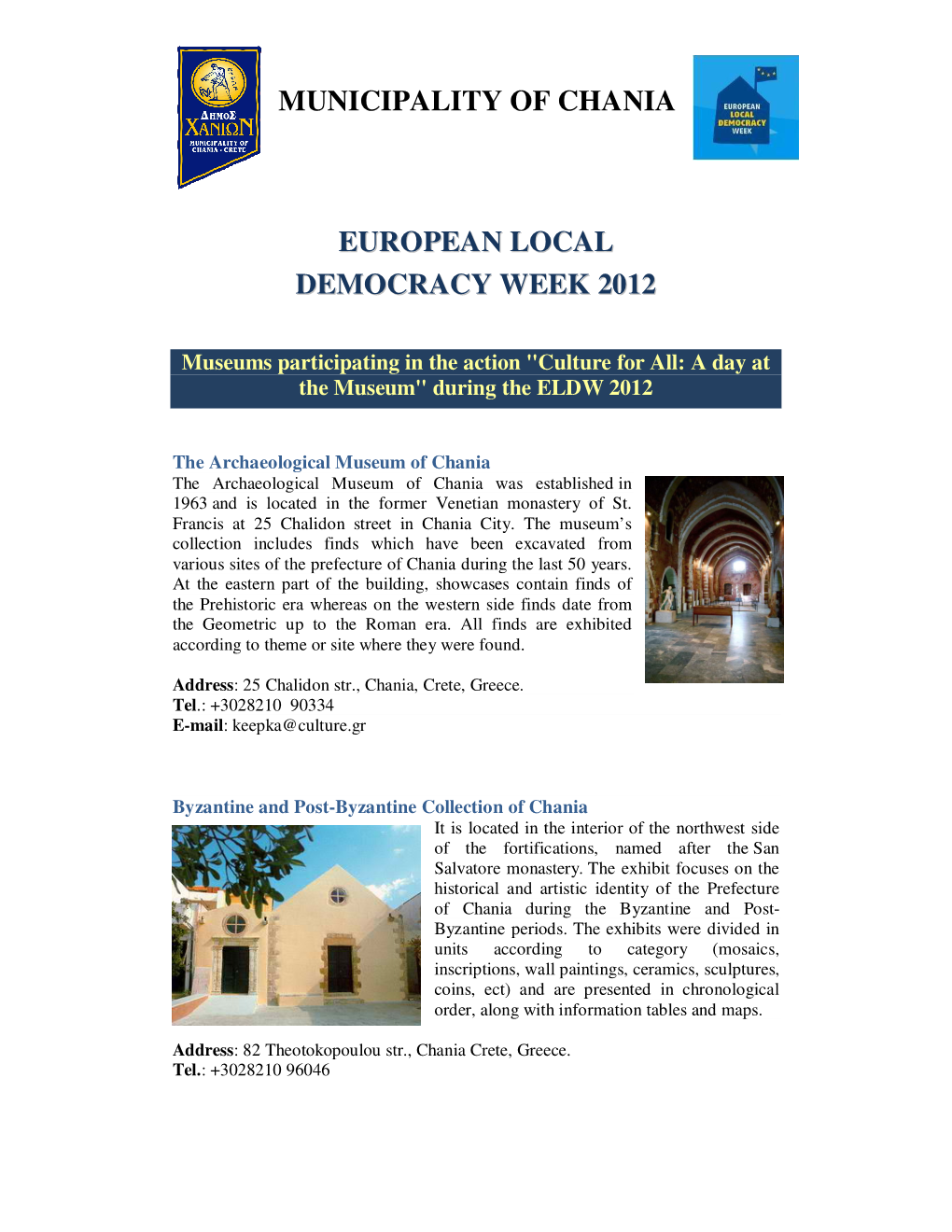 Municipality of Chania European Local Democracy