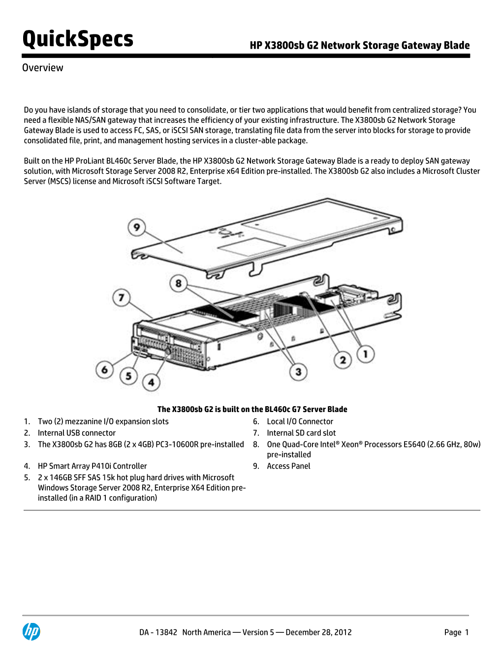 HP X3800sb G2 Network Storage Gateway Blade