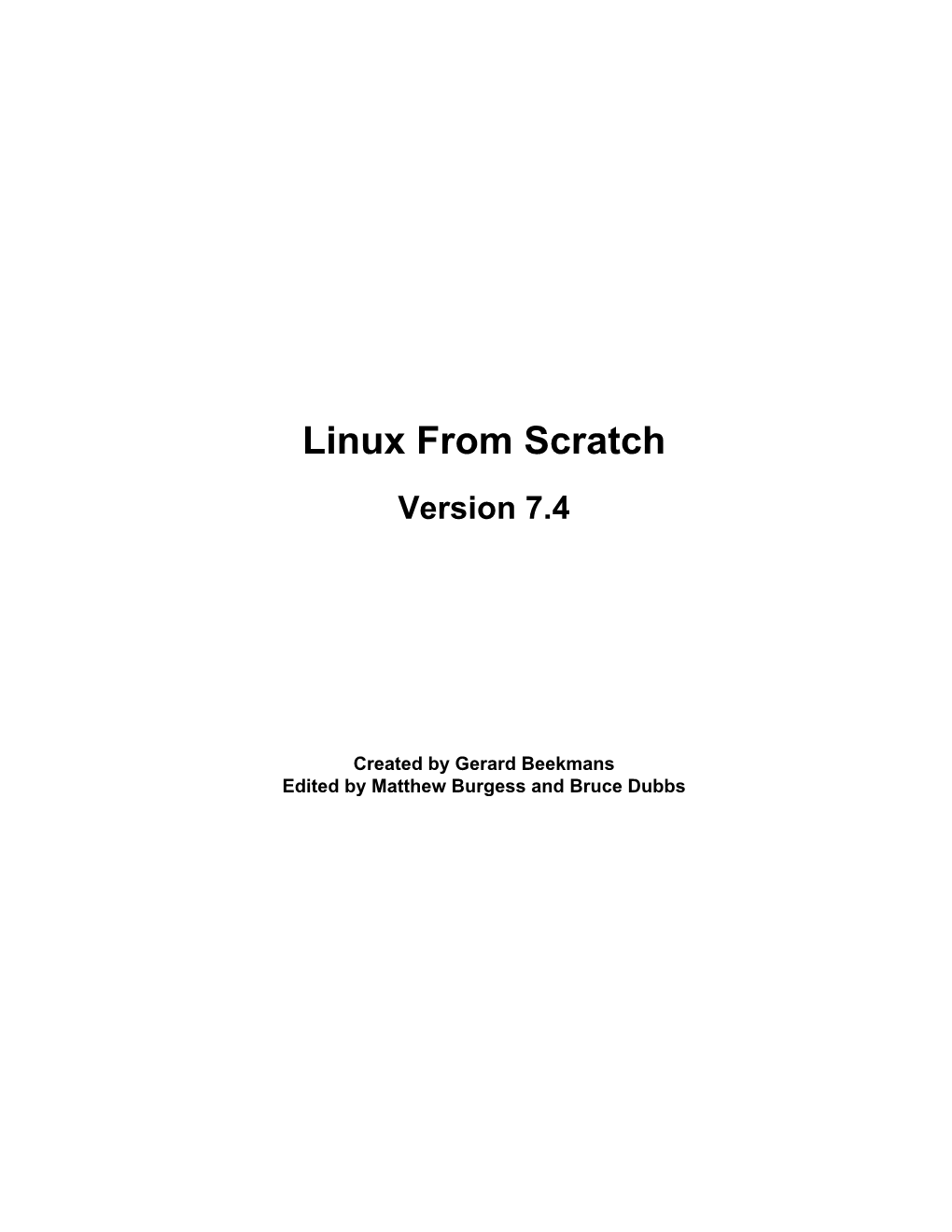 Linux from Scratch Version 7.4