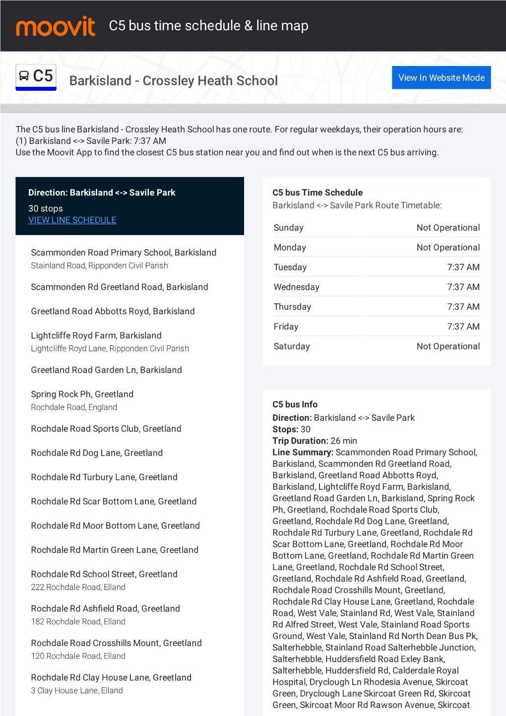 C5 Bus Time Schedule & Line Route