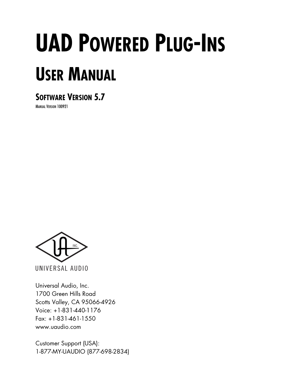 UAD Powered Plug-Ins Manual V5.7