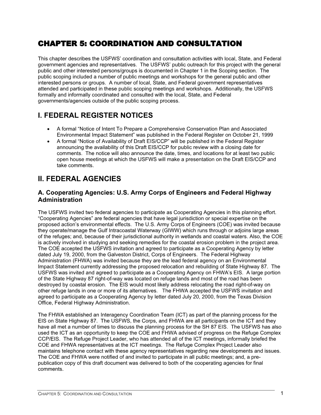 Chapter 5: Coordination and Consultation