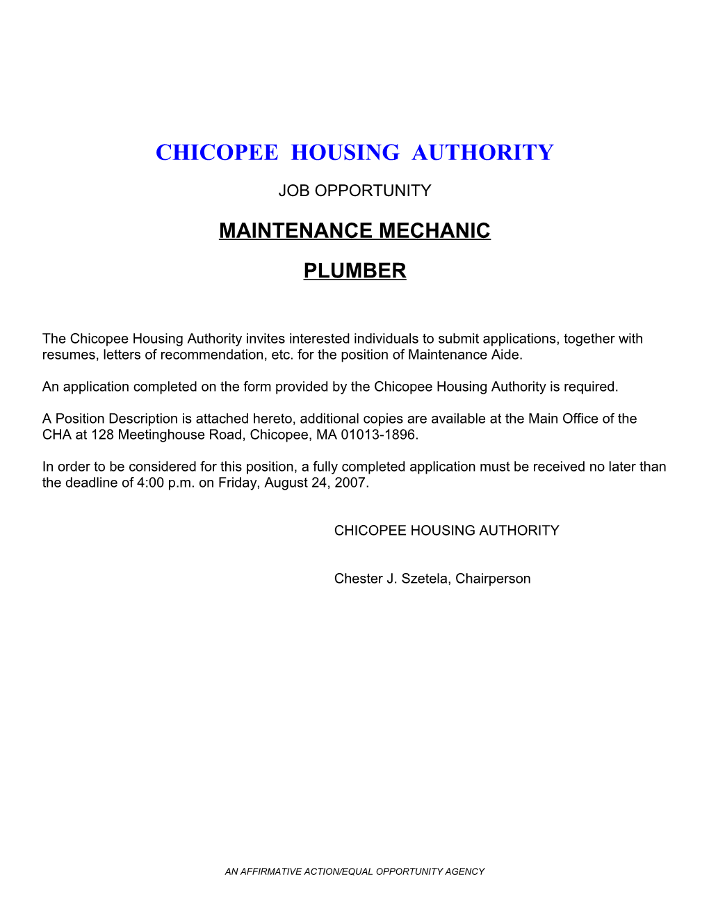 Chicopee Housing Authority