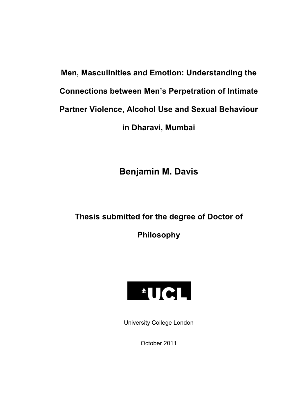 Men, Masculinities and Emotion: Understanding The