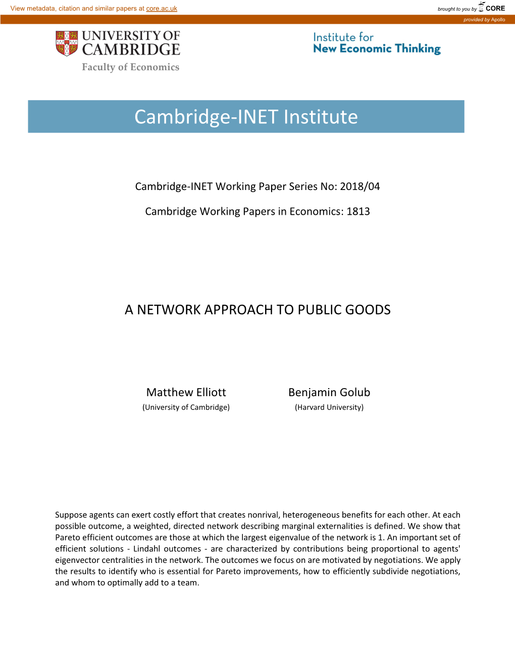 Cambridge-INET Institute