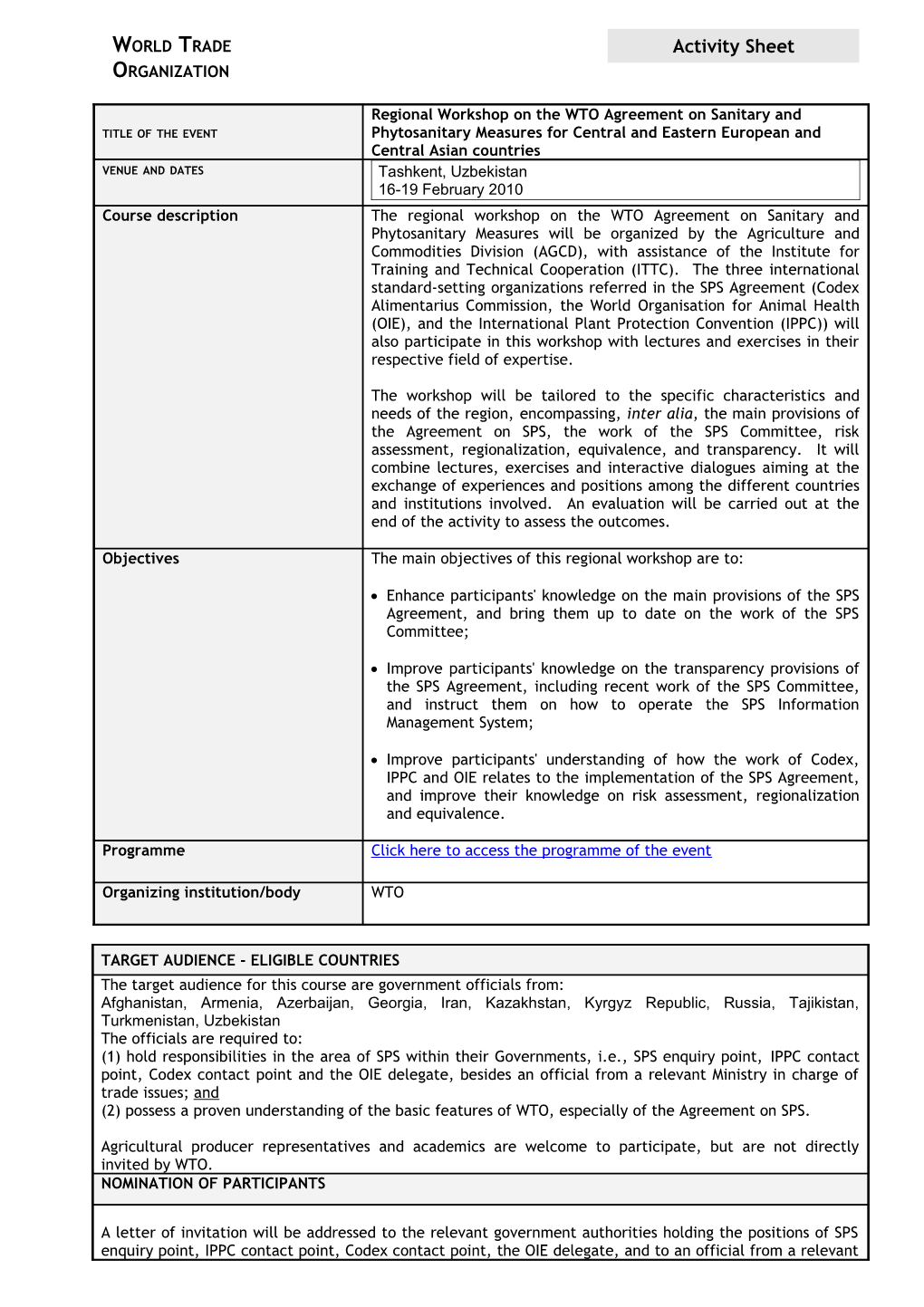 Sanitary and Phytosanitary Measures