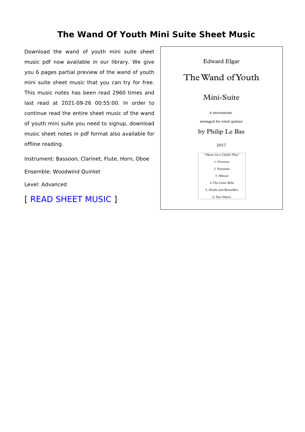 The Wand of Youth Mini Suite Sheet Music