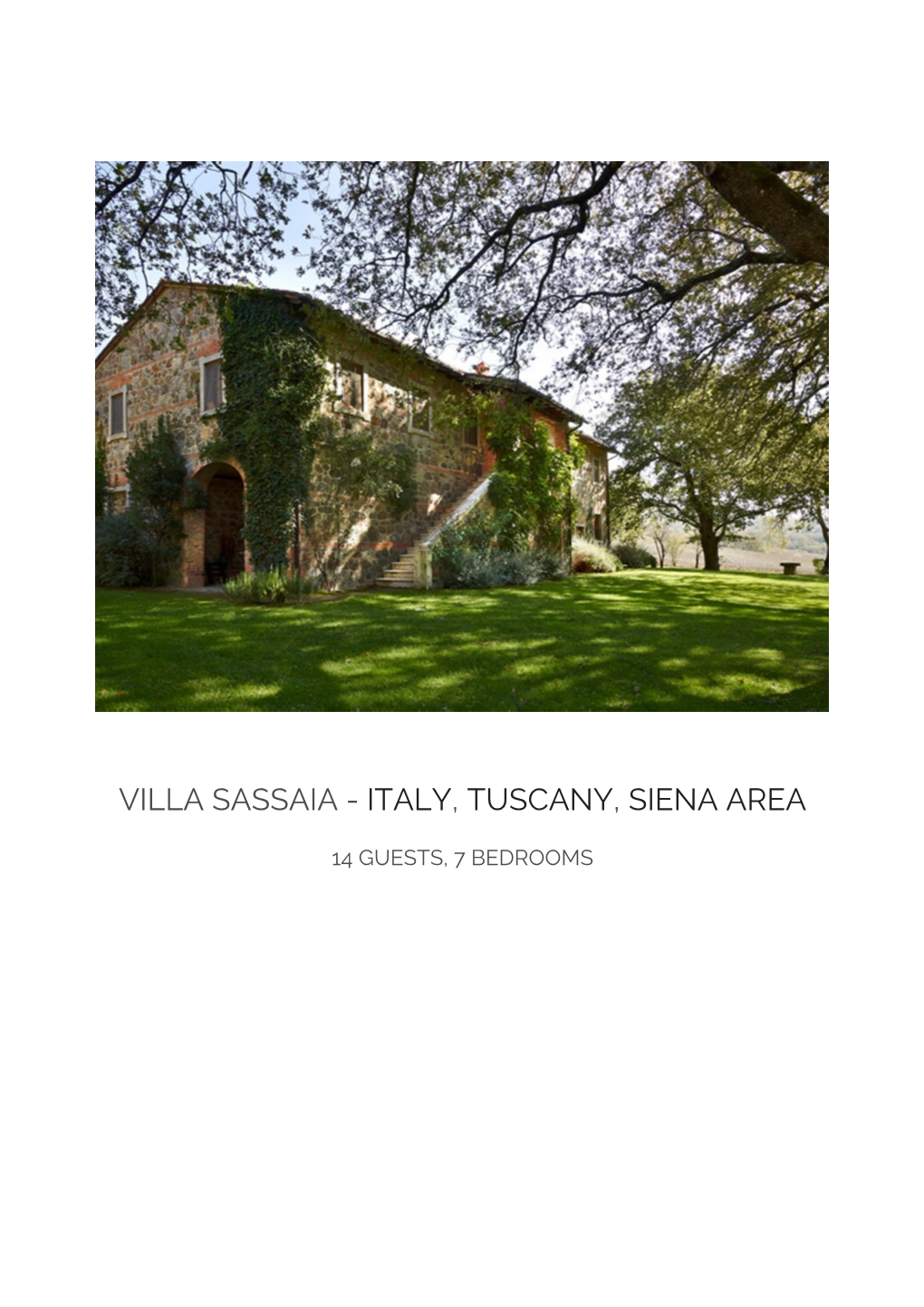Villa Sassaia - Italy, Tuscany, Siena Area