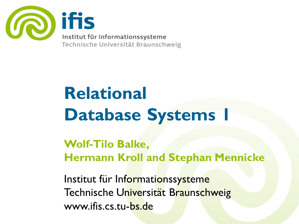 Relational Database Systems 1