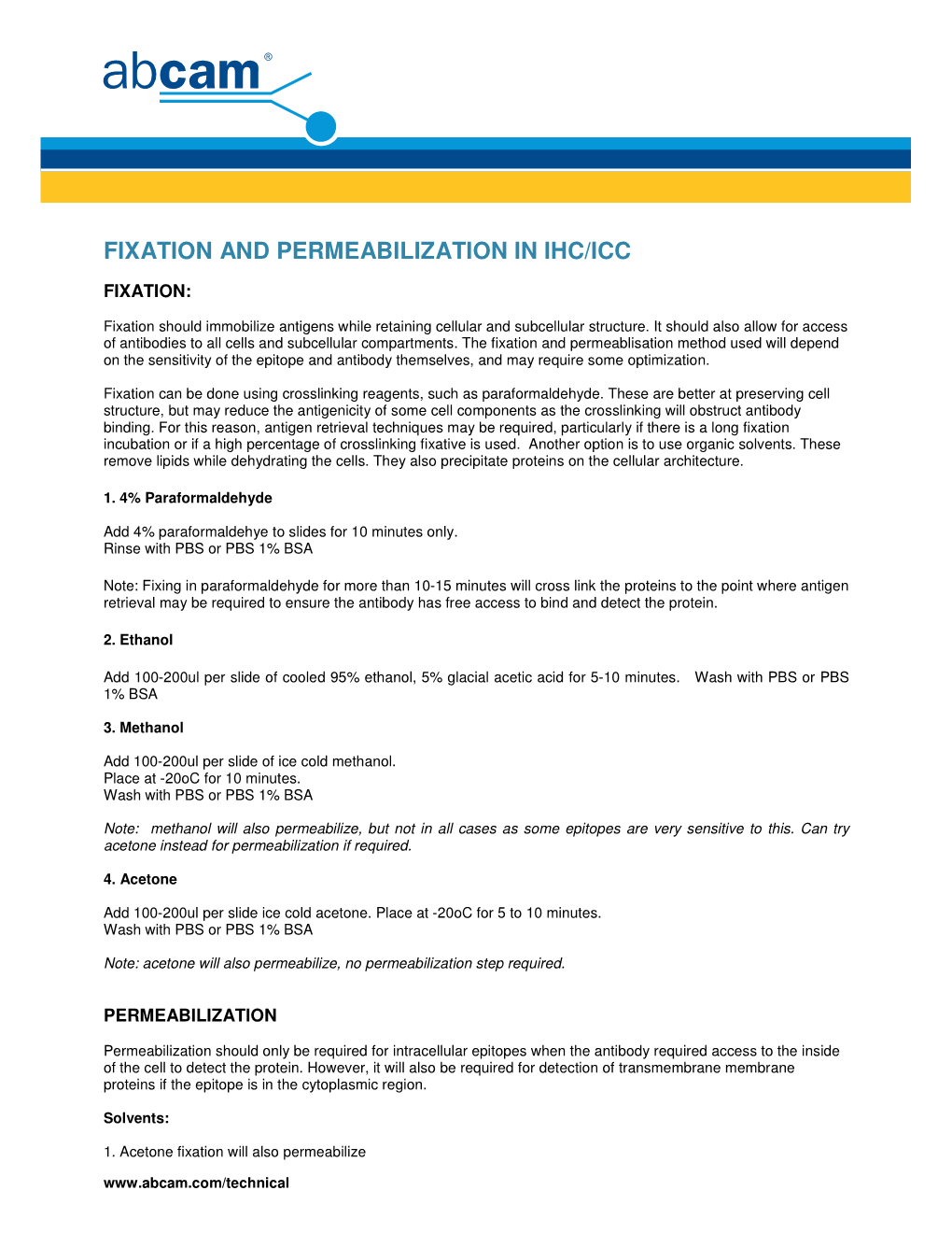 Fixation and Permeabilization in Ihc/Icc