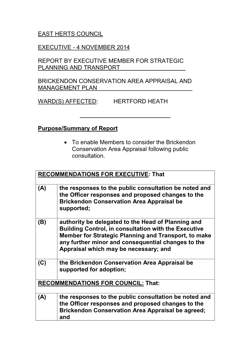 Brickendon Conservation Area Appraisal and Management Plan