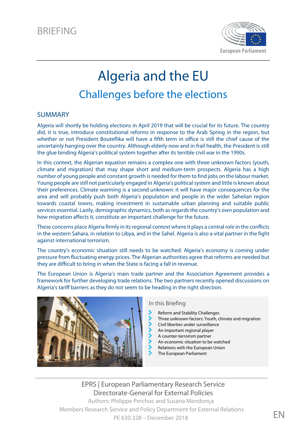 Algeria and the EU Challenges Before the Elections