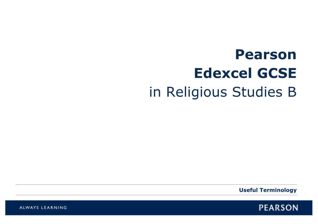 Pearson Edexcel GCSE in Religious Studies B