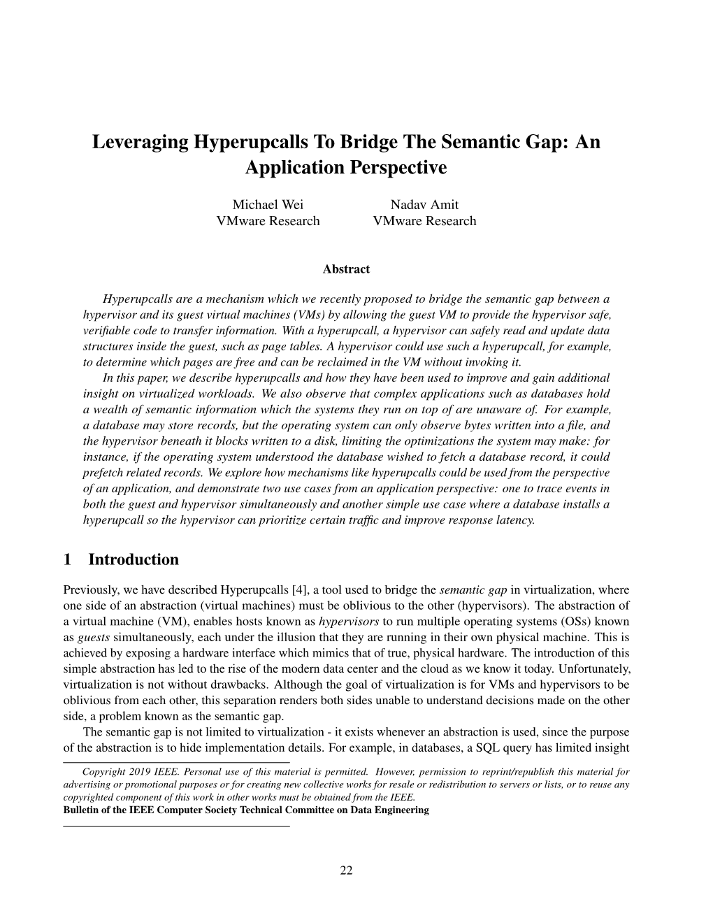Leveraging Hyperupcalls to Bridge the Semantic Gap: an Application Perspective