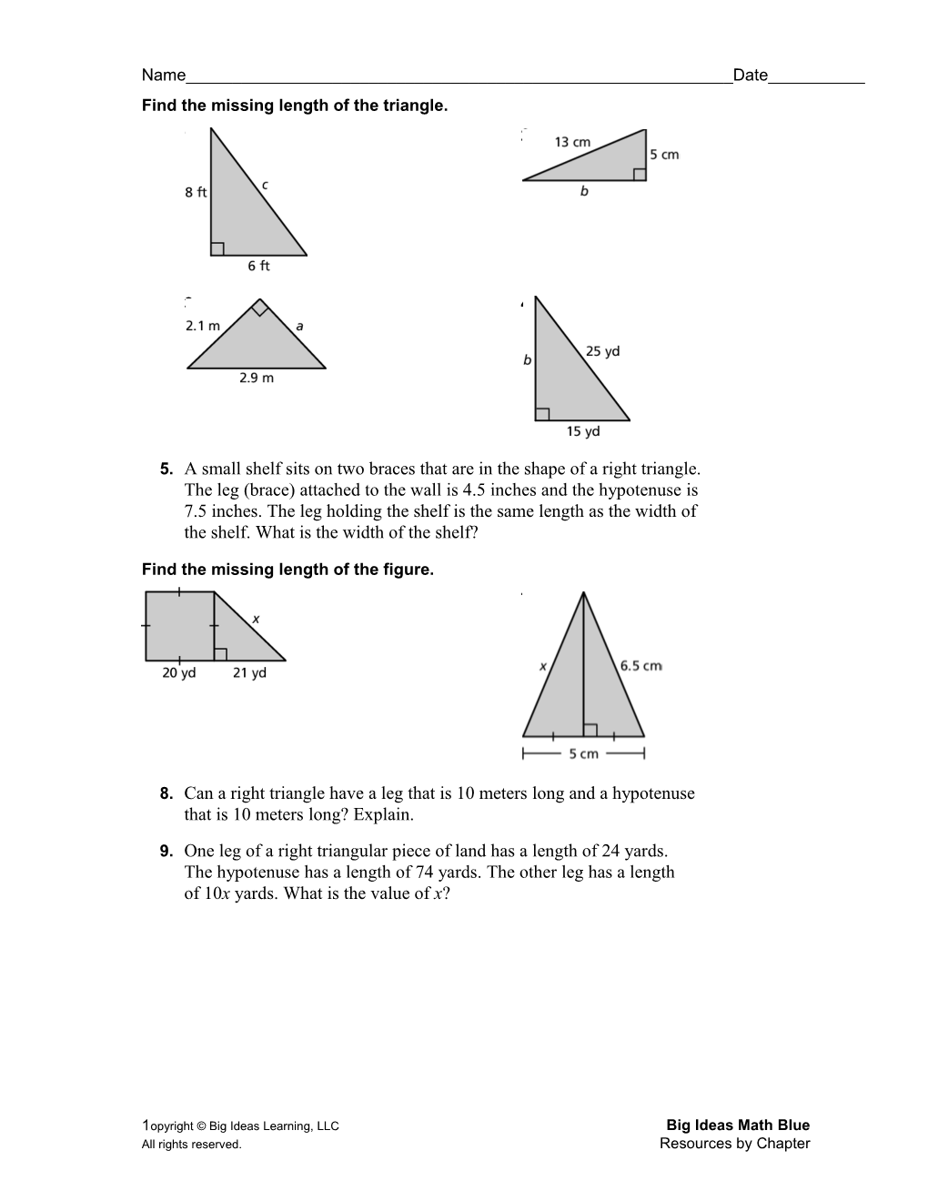 Find the Missing Length of the Triangle