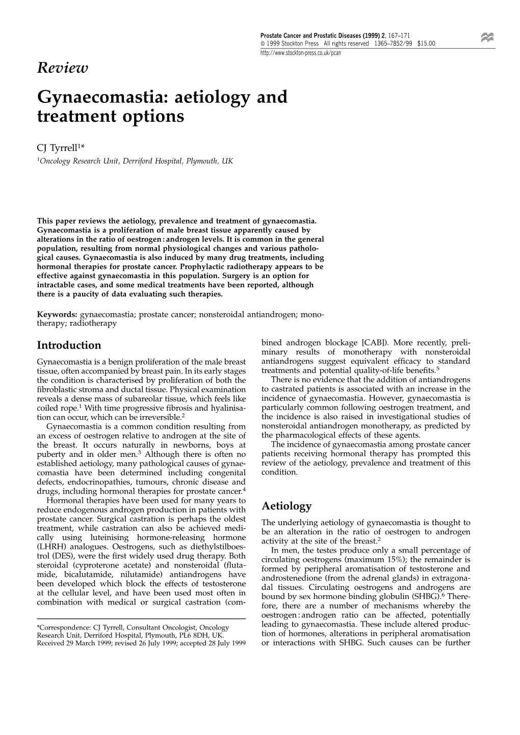 Gynaecomastia: Aetiology and Treatment Options