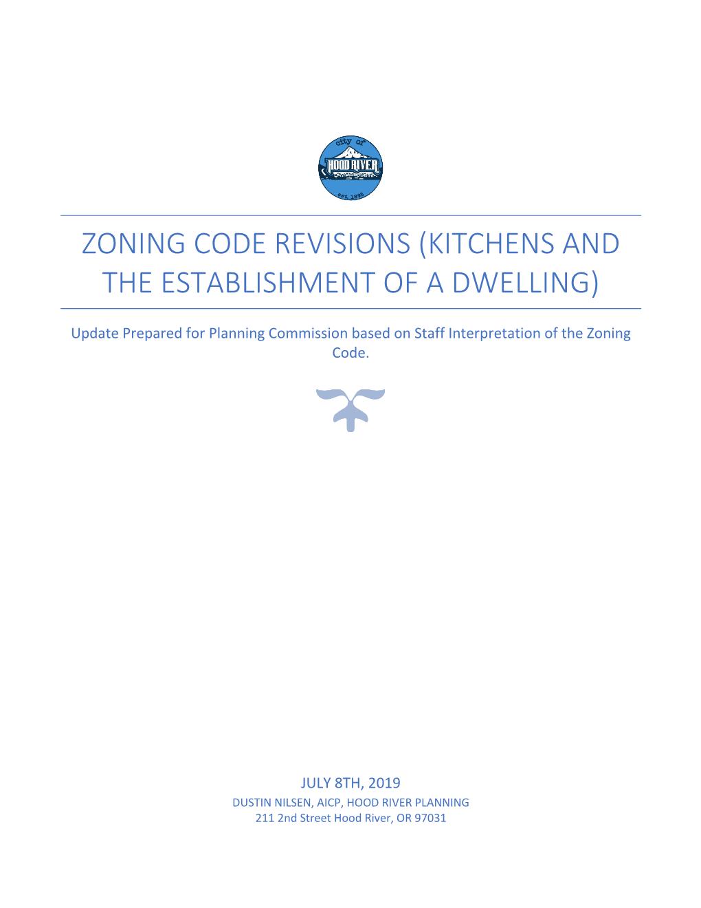 Zoning Code Revisions (Kitchens and the Establishment of a Dwelling)