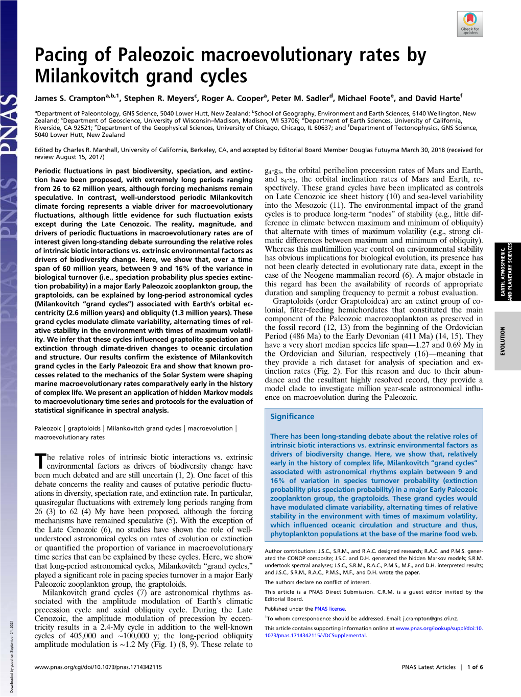 Pacing of Paleozoic Macroevolutionary Rates by Milankovitch Grand Cycles