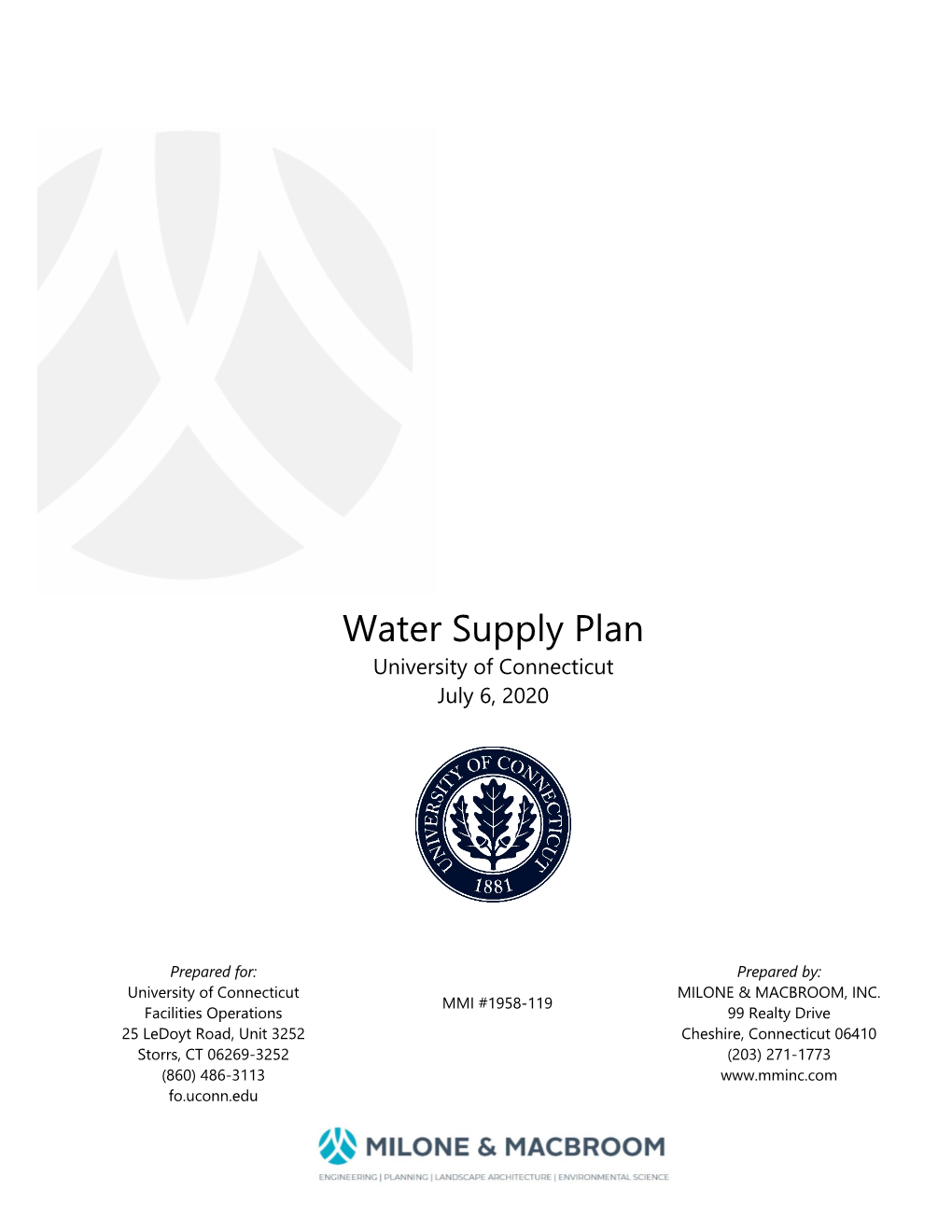 Uconn Water Supply Plan TC - I July 2020 TABLE of CONTENTS (CONTINUED)