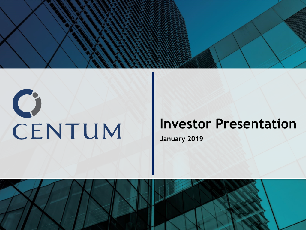 Investor Presentation January 2019 Update