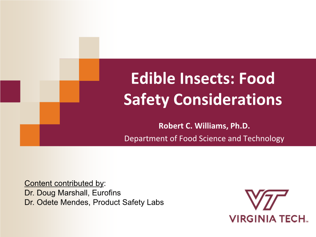 Edible Insects: Food Safety Considerations