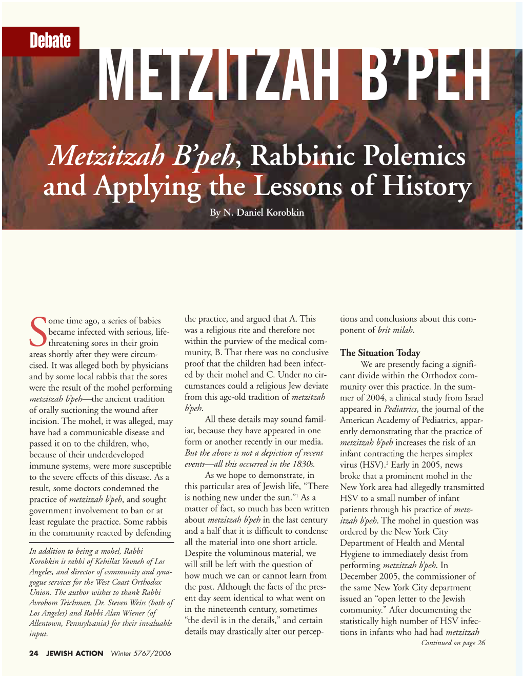 Metzitzah B'peh, Rabbinic Polemics and Applying the Lessons of History