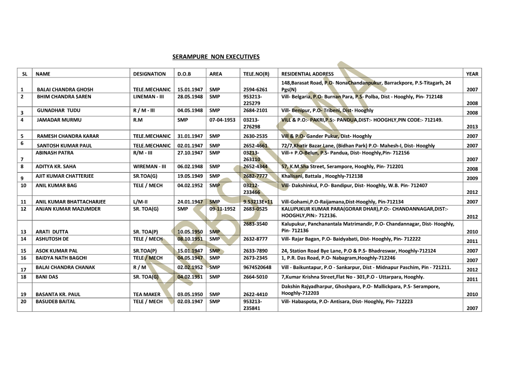 Serampure Non Executives