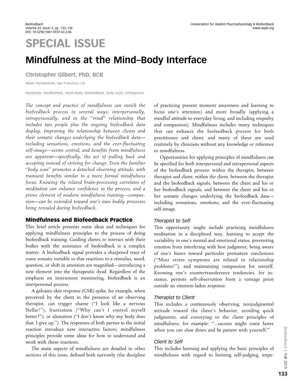 Mindfulness at the Mind–Body Interface