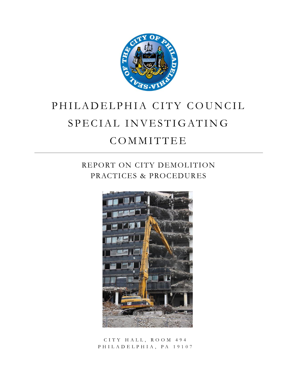 Special Investigating Committee on Demolition Practices in the City of Philadelphia
