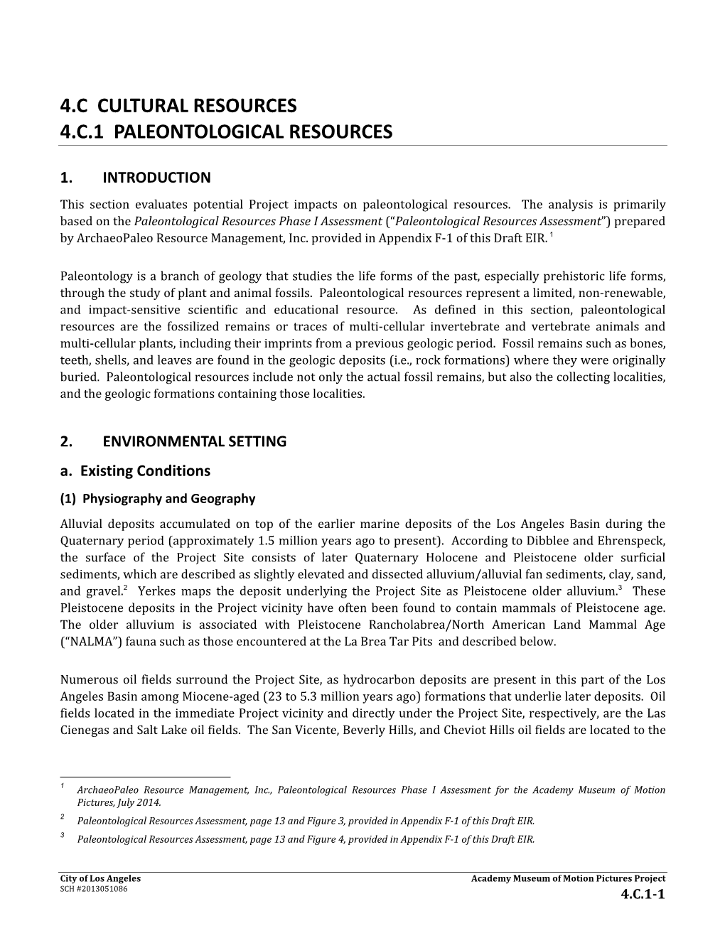 4.C Cultural Resources 4.C.1 Paleontological Resources