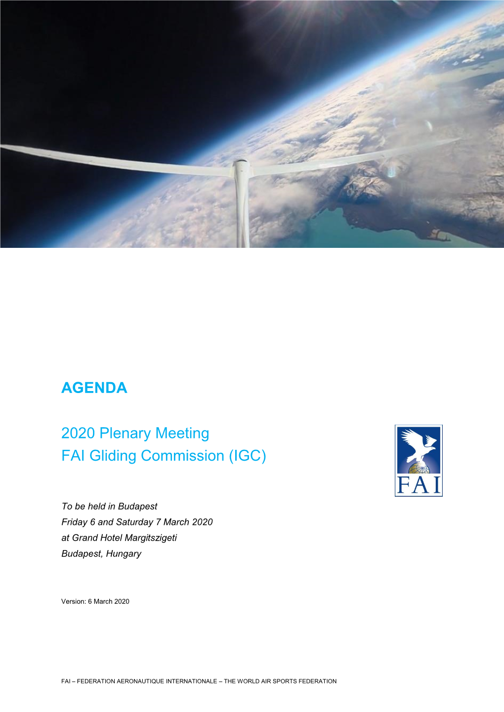 AGENDA 2020 Plenary Meeting FAI Gliding Commission (IGC)