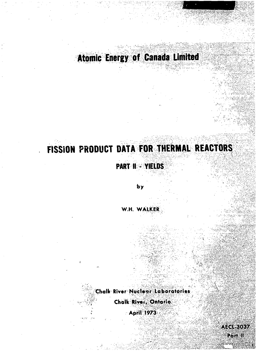 Atomic Energy of Canada Limited FISSION PRODUCT DATA FOR