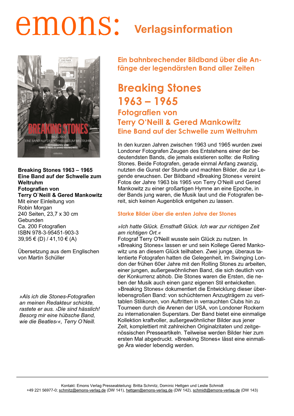 Breaking Stones 1963 – 1965 Verlagsinformation