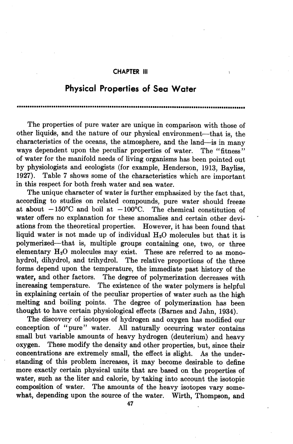 Physical Properties of Sea Water