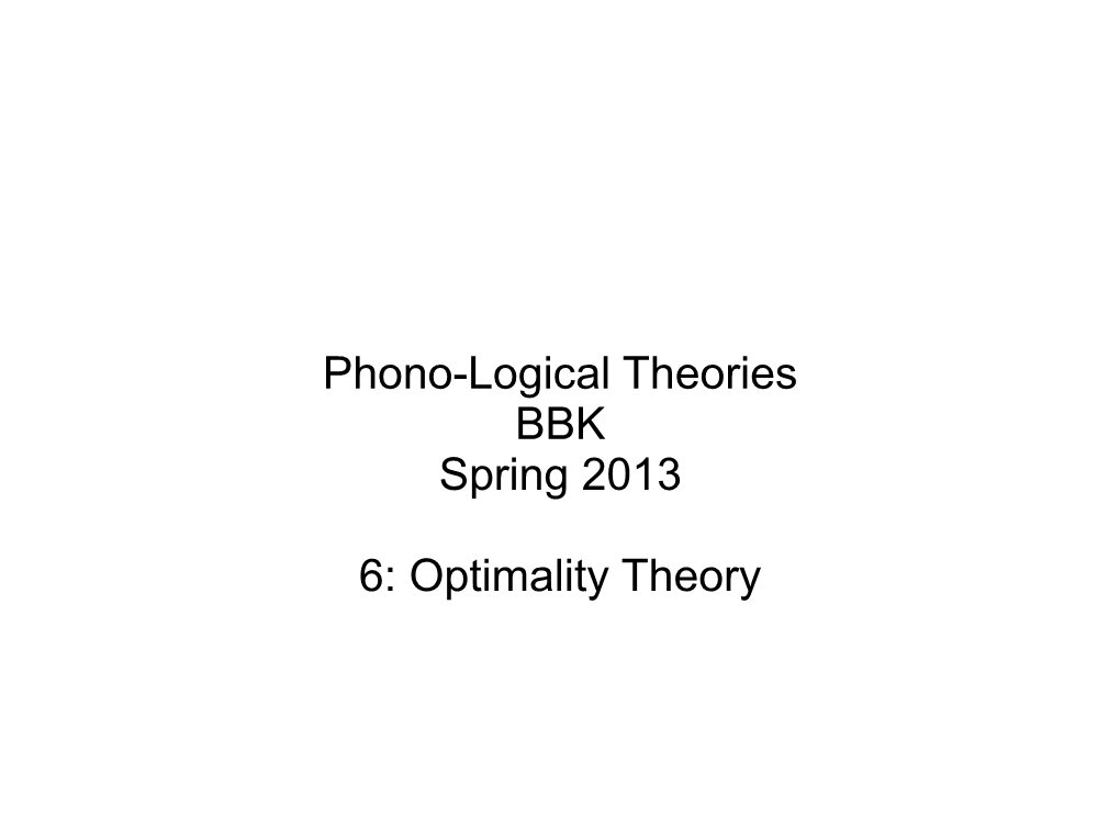 Optimality Theory