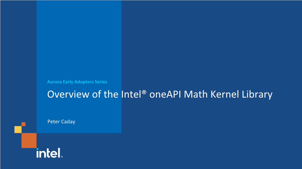 Overview of the Intel® Oneapi Math Kernel Library