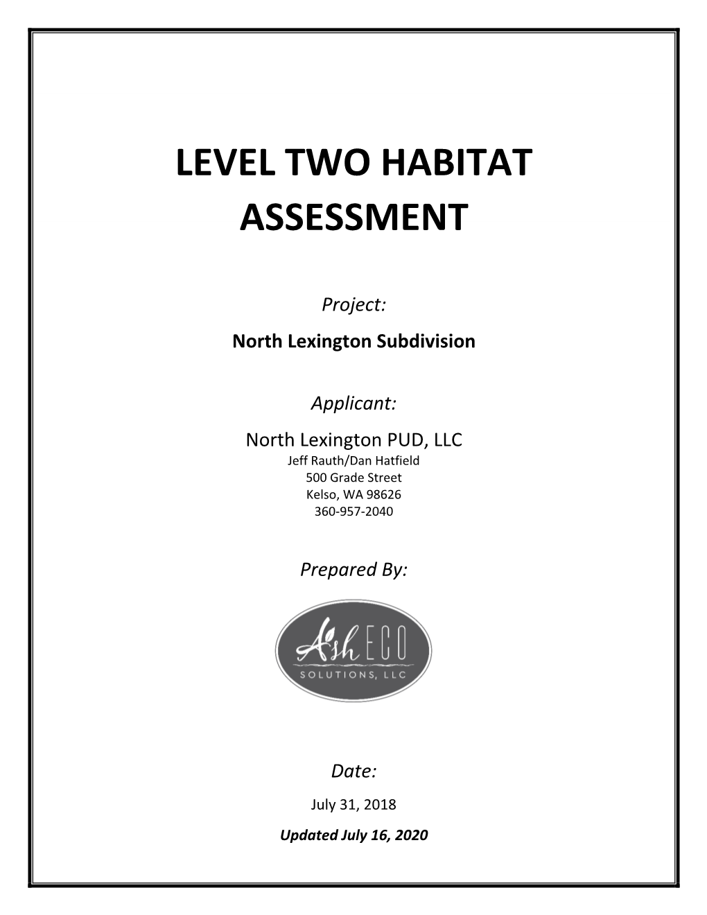 Level Two Habitat Assessment