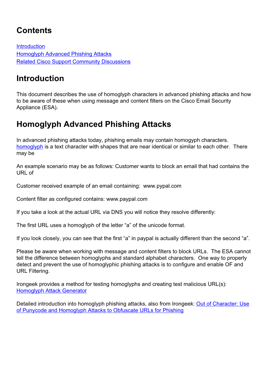 Homoglyph Advanced Phishing Attacks Related Cisco Support Community Discussions