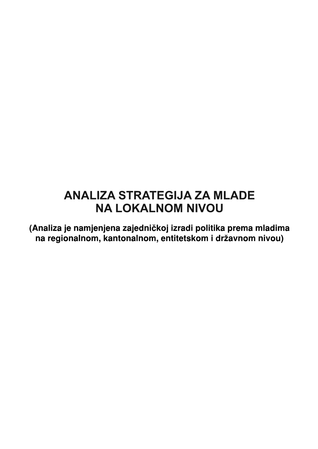 Analiza Strategija Za Mlade Na Lokalnom Nivou