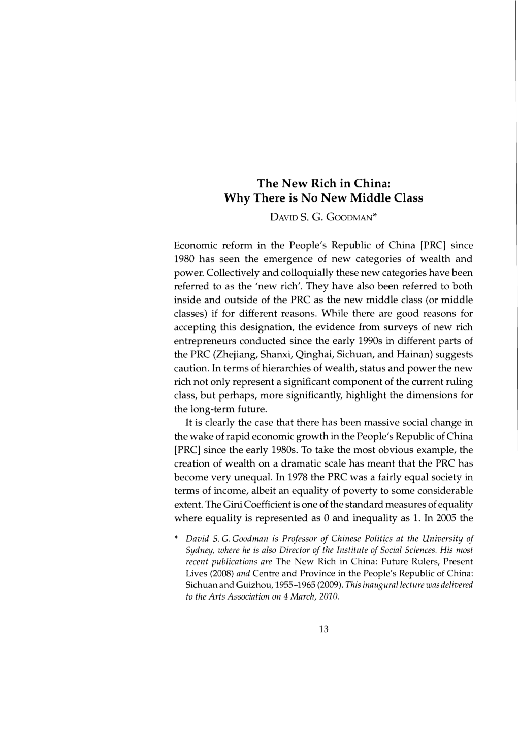 The New Rich in China: Why There Is No New Middle Class