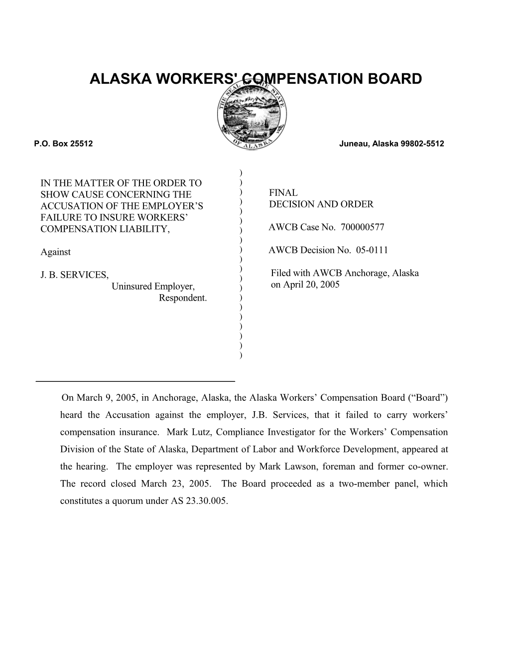 Alaska Workers' Compensation Board s16