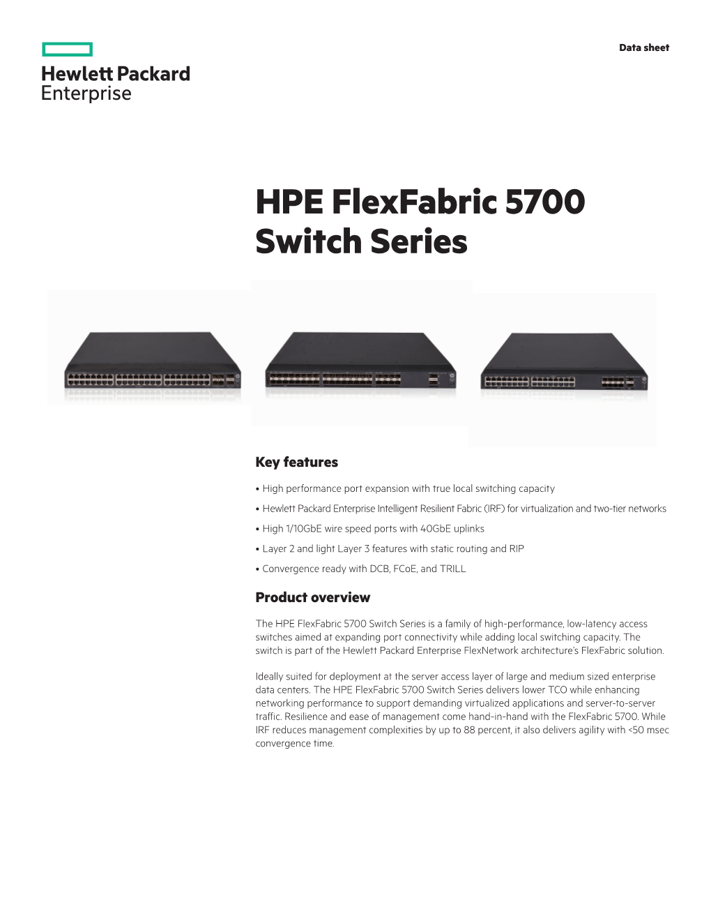 HPE Flexfabric 5700 Switch Series Data Sheet