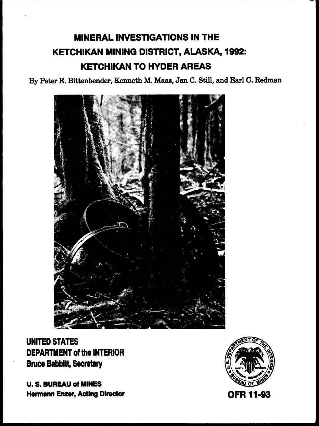 MINERAL INVESTIGATIONS in the KETCHIKAN MINING DISTRICT, ALASKA, 1992: KETCHIKAN to HYDER AREAS by Peter E