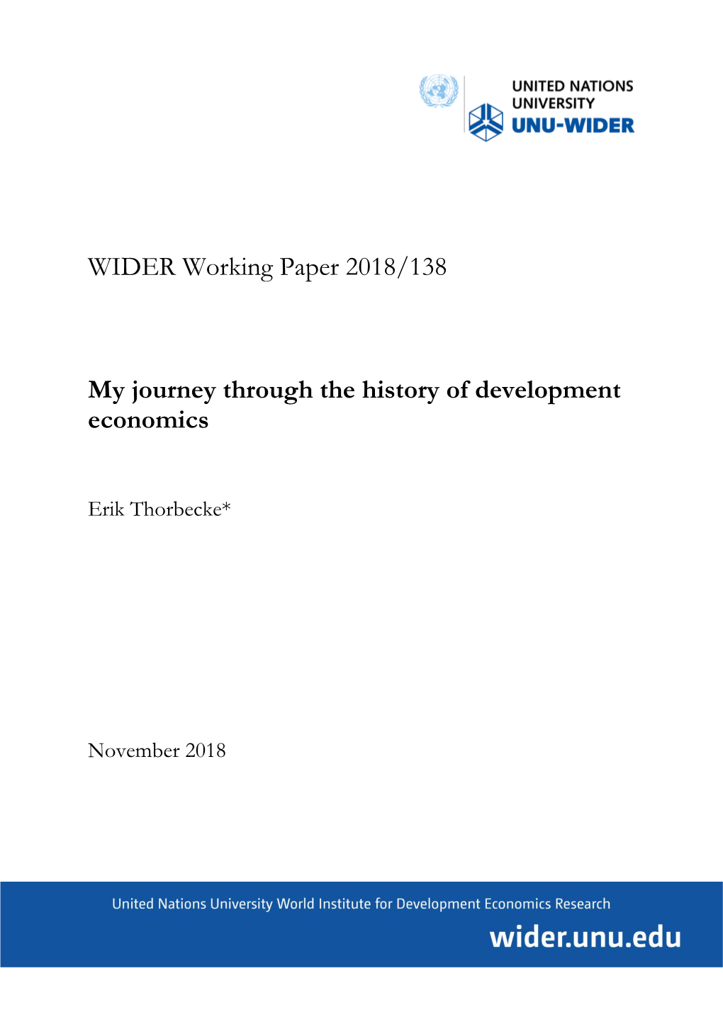 My Journey Through the History of Development Economics