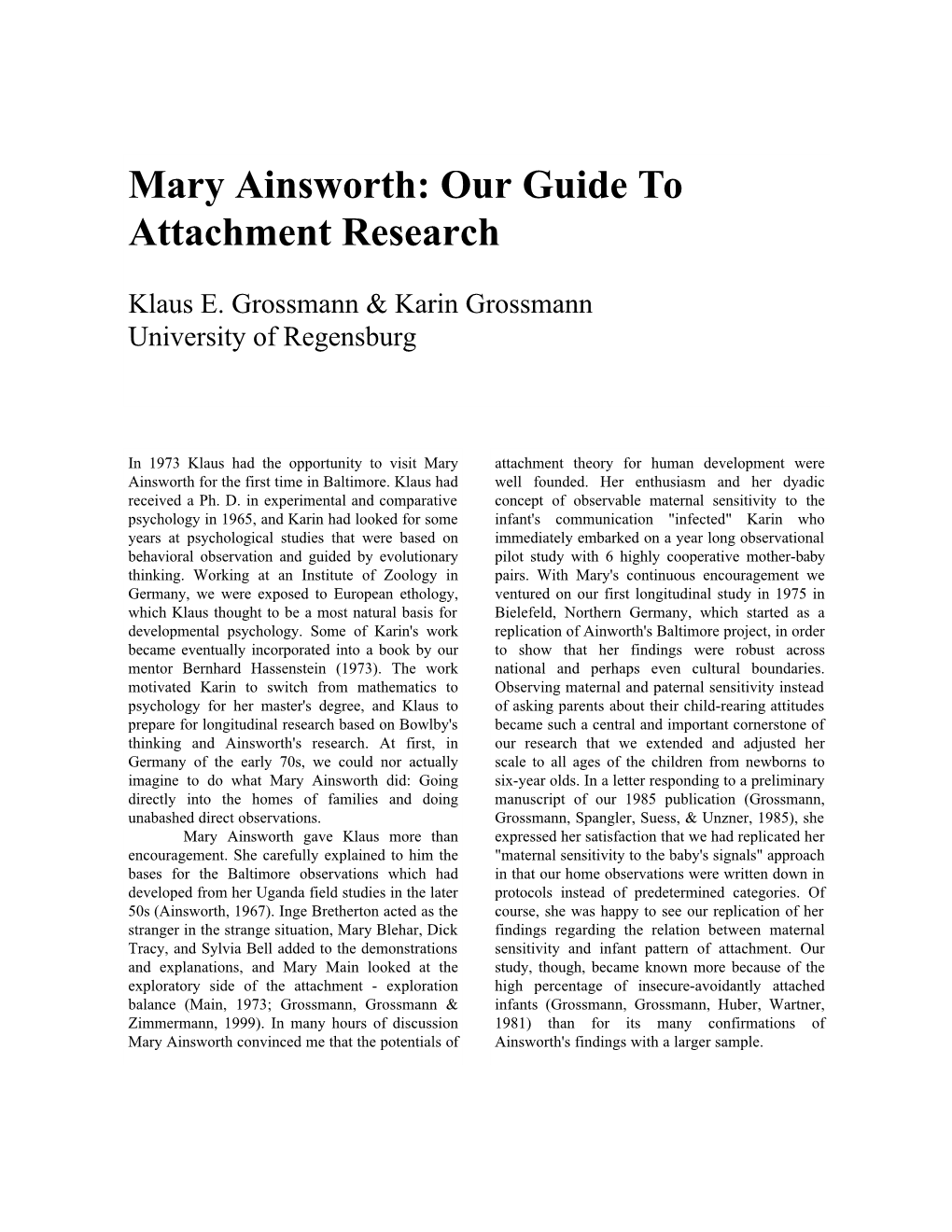 Mary Ainsworth: Our Guide to Attachment Research