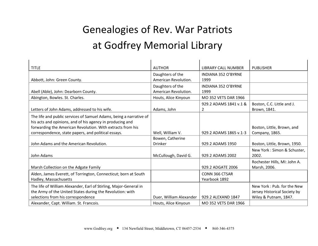 Revolutionary War Genealogies