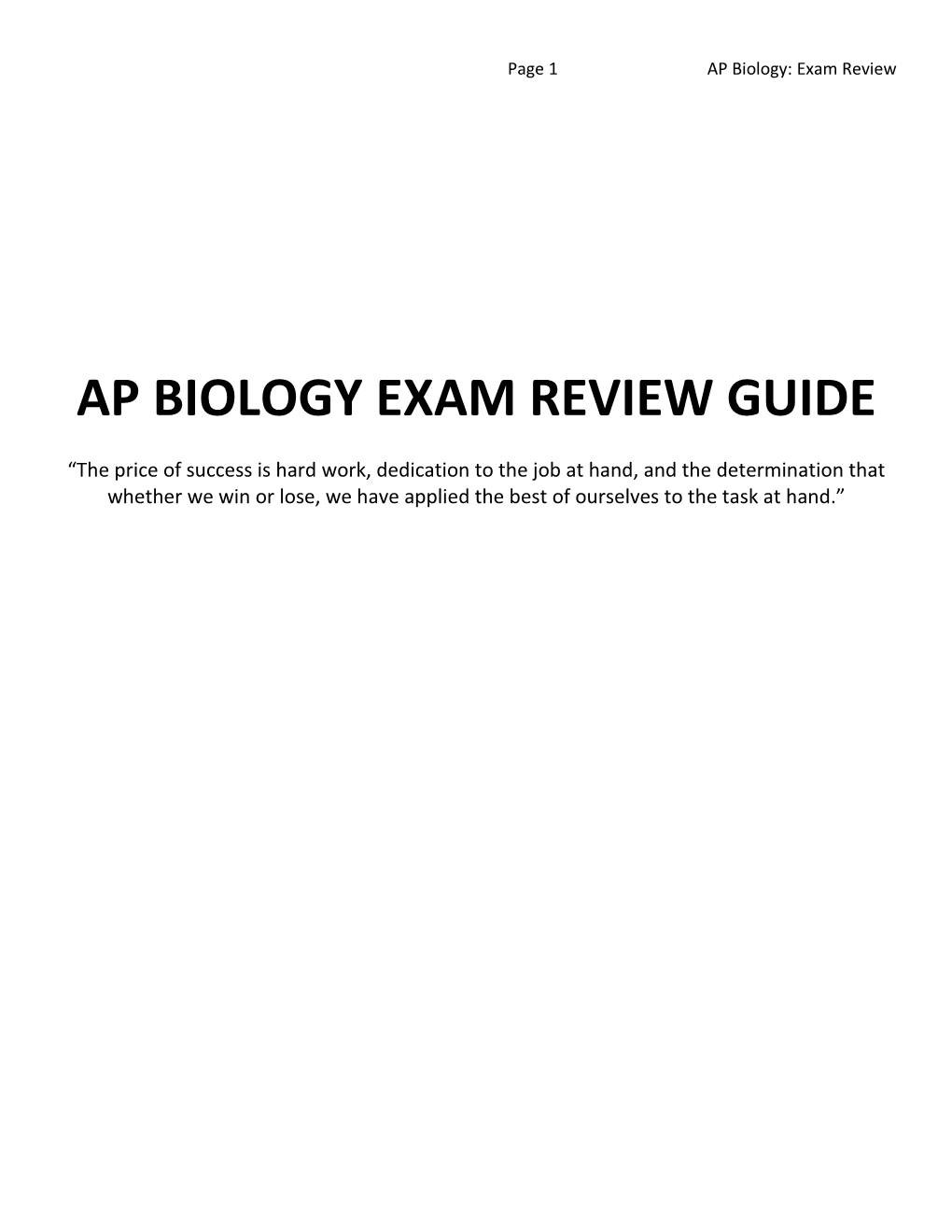 Ap Biology Exam Review Guide